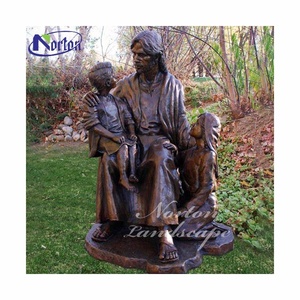 Vente en gros de Christ religieux catholique avec enfants Statue grandeur nature en métal Bronze Jésus avec enfants Statue Sculpture à vendre - Product Image 1