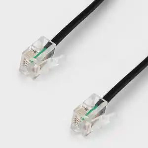 电话延长线电话电缆线5E类黑色贴片网络电缆，带标准RJ11插头和1个直插式耦合器