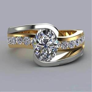 Anello da Donna Bicolore con Pietra Ovale, Gioiello di Tendenza per le Dita - Product Image 1