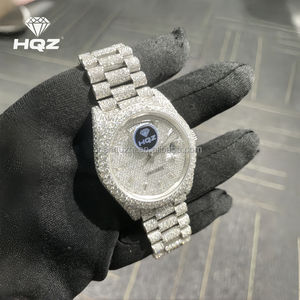 ساعة رياضية فاخرة للرجال VVS المويسانيتي الراقية ، أحجار كريمة ملونة أنيقة بتصميم مستطيلي ممتاز ، أحجار لامعة براقة - Product Image 1