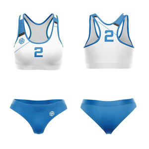 ชุดวอลเลย์บอลชายหาดแบบกำหนดเองสำหรับเด็กผู้หญิง ชุดเสื้อชั้นในวอลเลย์บอลผู้หญิงแบบพิมพ์ลายโลโก้เต็มตัว ชุดเสื้อวอลเลย์บอลแขนกุด - Product Image 4