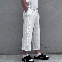 Pantalon Capri Court en Coton Éponge Personnalisé de Haute Qualité avec Coutures Inversées, Imprimé, Longueur 3/4, Short de Sport pour Hommes