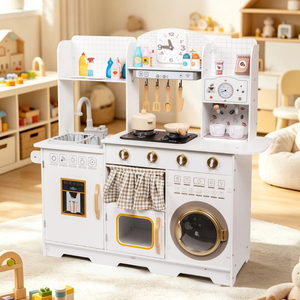 <span class=keywords><strong>Cuisine</strong></span> en bois pour enfants avec évier et lave-vaisselle, ensemble de jeu de rôle, jouets alimentaires pour enfants - Product Image 3