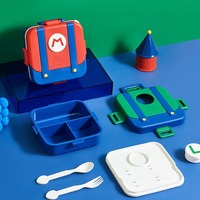 Boîte à lunch scolaire en plastique pour bébé, compatible micro-ondes, trois compartiments, portable pour étudiants et employés de bureau, avec cuillère