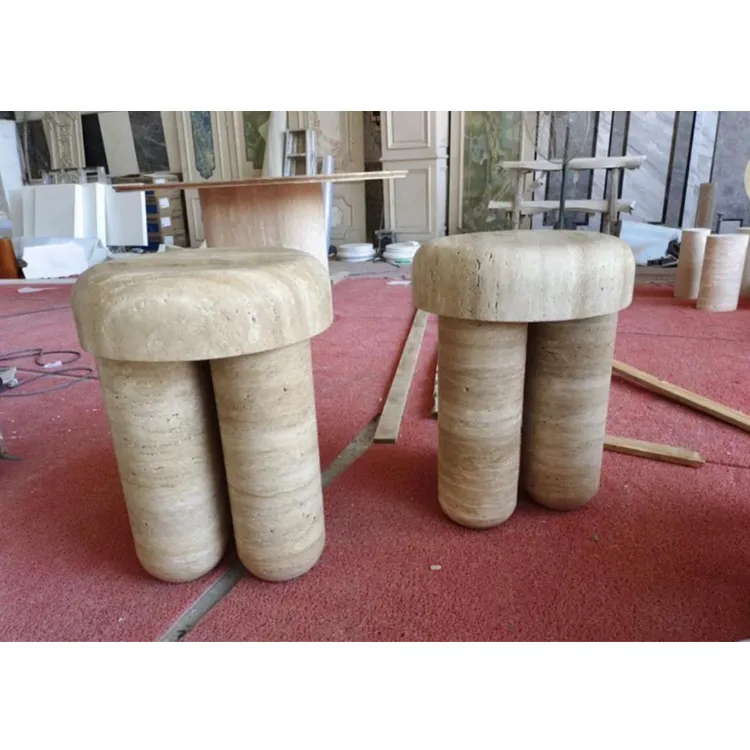 Table de chevet en pierre créative personnalisée, colonne ronde en marbre, fuchsia, moderne, meuble de café de luxe