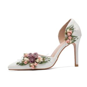 Different Height <strong>Heels</strong> for <strong>Ladies</strong> White Wedding <strong>Shoes</strong> for Bride Flower Rose Pearl Handbags Set <strong>Evening</strong> Bags <strong>Shoes</strong> with Purse - Product Image 3