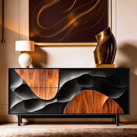 Mueble de Entrada Moderno y Lujoso de Fábrica Profesional con Relieve 3D en Forma de Ola, Modular, Ahorra Espacio, Almacenamiento Multicapa, Bar para el Hogar