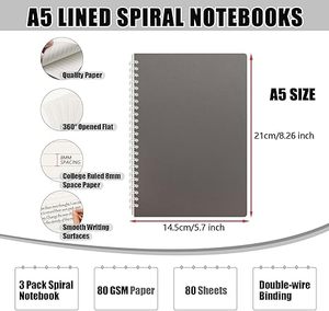 Carnet papier à reliure <span class=keywords><strong>spirale</strong></span> pour étudiants avec couverture rigide pour la prise de notes et l'organisation - Product Image 3