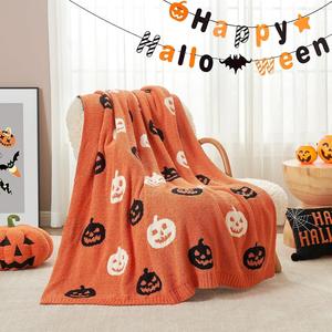 Halloween Pumpkin Ghost Bat Flannel Blanket <b>Throw</b> Blanket Nap Blanket Party Decor Horror Gift Cozy Warm <b>Super</b> <b>Soft</b> Custom Print - Product Image 2