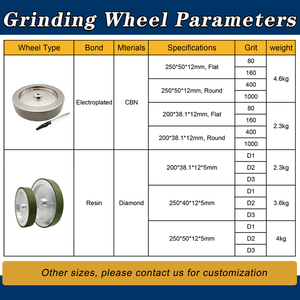 REZZ 200mm 250mm 1A1 Retail ARC Muelas abrasivas CBN galvanizadas con base de aluminio para máquina T2 <span class=keywords><strong>T4</strong></span> T7 T8 - Product Image 4