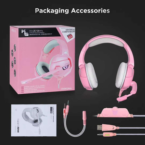 Audífonos Gamer LED al por Mayor, Audifono <span class=keywords><strong>ONIKUMA</strong></span> <span class=keywords><strong>K5</strong></span> Rosa, Audífonos para Juegos con Micrófono - Product Image 2