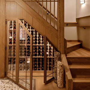 Bodega de vino de madera maciza de lujo grande personalizada, estante de vino hecho a mano de estilo clásico moderno para muebles del hogar, Panel de estilo de madera - Product Image 4