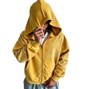 Custom Men's New Spring Waffle Thermal Hoodie Fleece Acid Washed Vintage Design No Strings Hoodies <b>Zip</b>-Up Jacket With <b>Hooded</b> - Product Image 1