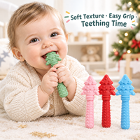 Hochet de dentition pour bébé en silicone motif sapin de Noël, perles en silicone et PVC, perles focales, jouet sensoriel à mâcher OEM ODM