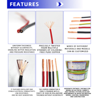 Câble électrique de construction en cuivre isolé PVC, fils et câbles unipolaires en cuivre BVV et BV1.5 mm²