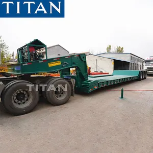泰坦三轴可拆卸鹅颈 lowboy 60 吨 lowbed 卡车拖车与梯子