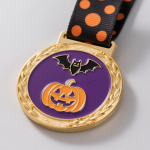 Medalla <span class=keywords><strong>de</strong></span> Aleación <span class=keywords><strong>de</strong></span> Zinc Personalizada para Halloween, Diseño <span class=keywords><strong>de</strong></span> Calabaza con Bordes Redondeados, Impresión UV, Esmalte Suave, Premio <span class=keywords><strong>de</strong></span> Celebración, Tema Espeluznante - Product Image 4