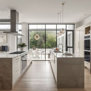 Meubles de cuisine européens modernes et simples sur mesure, armoires de cuisine haut de gamme en bois pour villas - Product Image 4