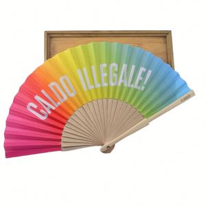 Éventail pliant vintage en bambou personnalisable de 23 cm, peint à la main, écologique, pour décoration intérieure DIY, cadeaux personnalisés style amour - Product Image 2