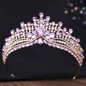 Wow Sheila Baroque Đầy Màu Sắc Pha Lê Rhinestone Hợp Kim Vương Miện Mũ Mạ Vàng Tiaras Cho Công Chúa Prom Wedding Pageant - Product Image 5