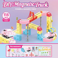 MILI 180 pièces Nouveau train magnétique rose avec bloc de charge USB, jouet cube, circuit de train à lévitation magnétique DIY