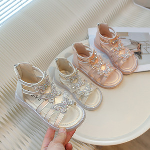 Sandalias de Verano para Niñas, Estilo Coreano, con Lazo, Zapatos de Playa de Princesa, Plantilla de PU Suave, Transpirables, Sandalias Romanas Planas para Niñas - Product Image 4