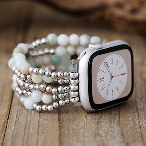 Correa de Reloj Inteligente de Acero Inoxidable Amazonite de Moda, 38 mm/45 mm, Hebilla Elástica para Reloj - Product Image 1