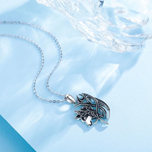 Isunni hombre colgante de joyería de plata 925 de <span class=keywords><strong>la</strong></span> cabeza de Lobo y Luna collar de diseño para hombres - Product Image 4