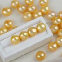 Perles d'eau douce naturelles ovales plates jaunes de qualité A, sans noyau, 10-11 mm, certifiées pour la fabrication de bijoux, Zhejiang Zhuji