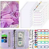 Organiseur de budget de haute qualité en cuir PU à 6 anneaux, planificateur coloré avec enveloppes pour l'argent liquide, système de budget avec 12 feuilles de budget