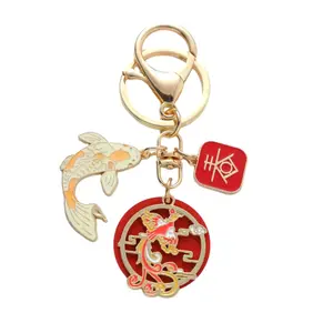 2024 Dragon Year Luck Keychain Cute Drop Oil Key Chain Bag Car Key Decoration Jewelry