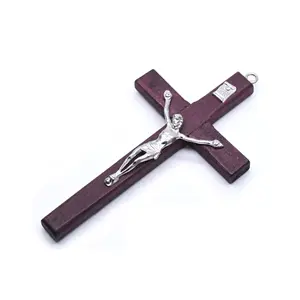 Houten kruis kruisbeeld hout 4,7 inch religieuze Jezus zegen bedels voor <span class=keywords><strong>DIY</strong></span> knutselwerk - Product Image 5