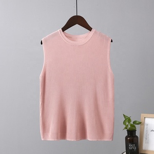 Camisola fina sin mangas para <span class=keywords><strong>mujer</strong></span>, ropa <span class=keywords><strong>interior</strong></span> de verano, top de punto con cuello redondo - Product Image 3