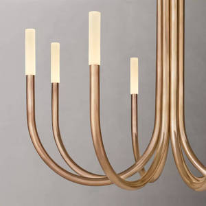 Lustres en laiton massif de 50 pouces au design italien, éclairage moderne pour la maison, simple, LED, 10 lumières, laiton doré, lustre de luxe - Product Image 3