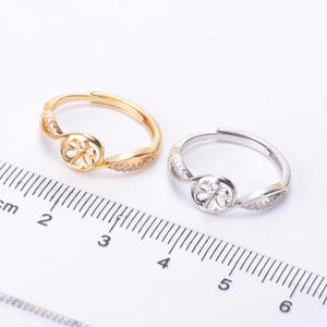 Support de bague en argent S925, accessoires de perles DIY, édition mode, support de bague avec perles de 8-10 mm, apprêts de bijoux 1748 - Product Image 2