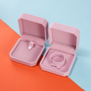 Octagonal Velvet Jewelry <b>Box</b> Small Size For Ring Pendant Earring <b>Storage</b> Flannel <b>Material</b> DIY Accessories - Product Image 3