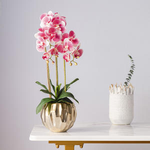 Orquídea Artificial de Alta Gama con Maceta Dorada para Decoración de Hogar, Hotel, Jardín, Sala de Exposiciones y Tienda, Orquídea con Tacto Realista - Product Image 6