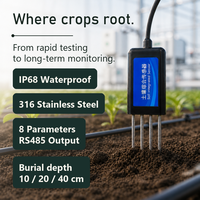 8-in-1 Bodemsensor voor fruitboomgaardbewaking, 4G draadloos, temperatuur, vochtigheid, pH en EC-meting, waterdichte behuizing