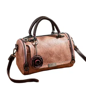 RU Old Fashion Rose Mulheres Bolsas E Bolsas De Luxo Pu Bolsa De Ombro Das Senhoras De Couro