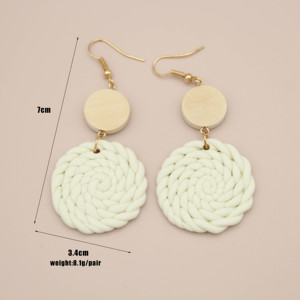Jachon – boucles d'oreilles pendantes en argile polymère, boucles d'oreilles en poterie douce, Art créatif, tissage rond géométrique rétro - Product Image 3