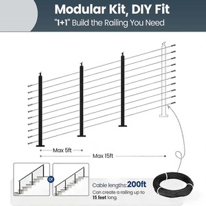 <span class=keywords><strong>Garde</strong></span>-<span class=keywords><strong>corps</strong></span> en câble personnalisables pour escaliers - Système réglable pour escaliers droits et courbes - Product Image 3