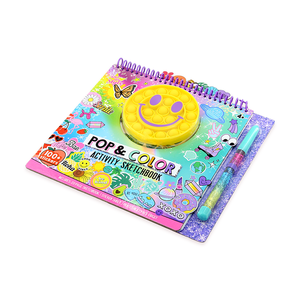 Pop couleur carnet de croquis créatif Double spirale sourire soleil Silicone activité de week-end avec mignon gonflé autocollants préscolaire scolastique - Product Image 6