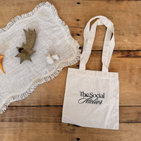 Tas Tote Kecil Katun Alami Biodegradable, Tas Belanja Reusable dengan Logo Kustom