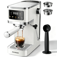 Cafetera Espresso SHARDOR de 45 oz con Tanque de Agua Extraíble, Compacta, Blanca, 20 Bares, Control de Temperatura NTC