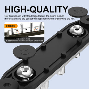 Barramentos de Distribuição de Energia em Cobre com Bloco de Terminais e 4 Pinos de 3/8"(M10) e <span class=keywords><strong>6</strong></span> X # Barra de Conexão com 8 Parafusos 275A com Tampa - Product Image 4