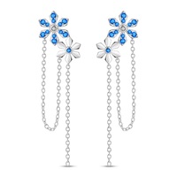 Boucles d'oreilles créoles S925 en argent sterling, avec breloques pendantes mignonnes en forme de dessin animé incrustées de zircone cubique colorée, boucles d'oreilles pendantes tendance