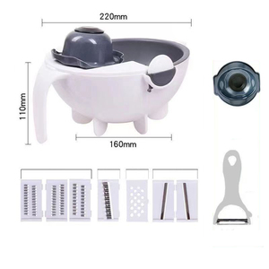 Outils de cuisine multifonctions 9 en 1 pour la cuisine, hachoir à fruits, passoire, trancheuse à fruits et légumes avec panier de drainage - Product Image 2