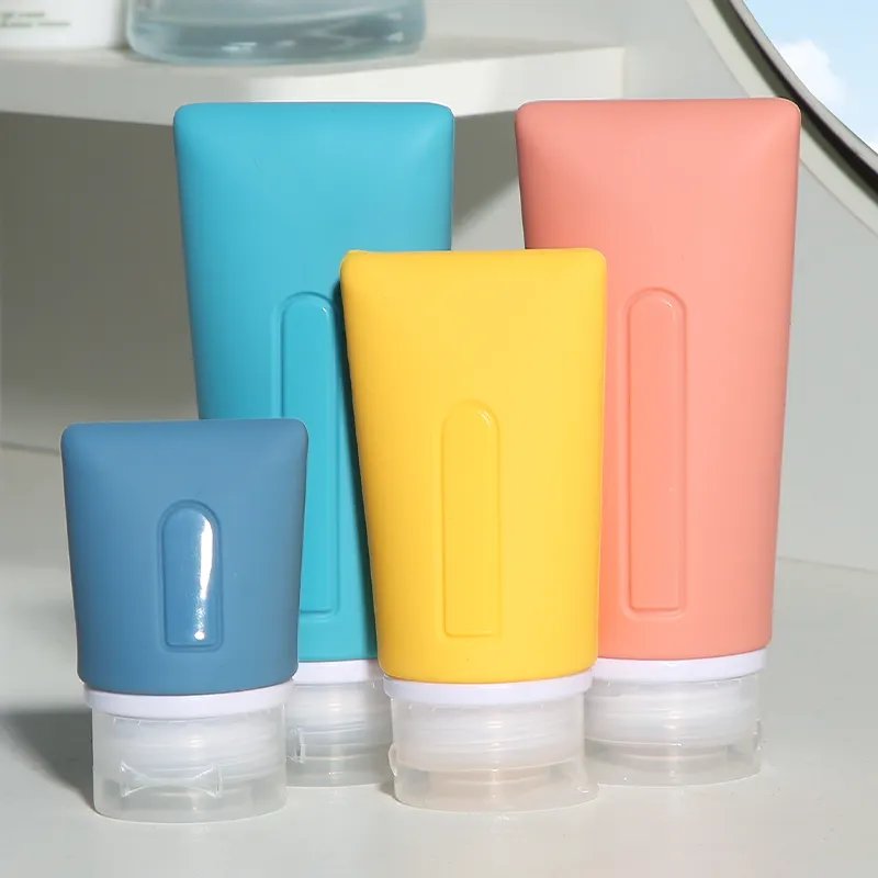 Kustom botol Travel silikon sampo wadah kosmetik Losion dapat diisi ulang anti bocor dapat disesuaikan untuk perlengkapan mandi
