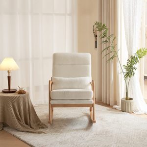 Mid Century Accent Chair with High Backrest Removable Glider Rocker for <strong>Nursery</strong> <strong>Armchair</strong> with Lumber Pillow for Living Room - Product Image 5