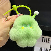 Porte-clés Monstre Moelleux Personnalisé Pompon Breloque de Sac Mignon avec Grands Yeux en Peluche et Sangle en Silicone, Vente en Gros Direct Usine